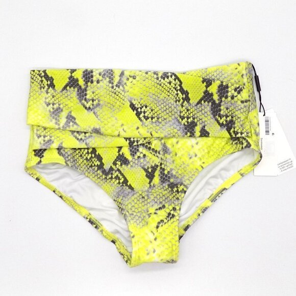 Calvin Klein Swimsuit Bottoms Size Small Yellow Snake Full Coverage High Waist - Picture 1 of 2